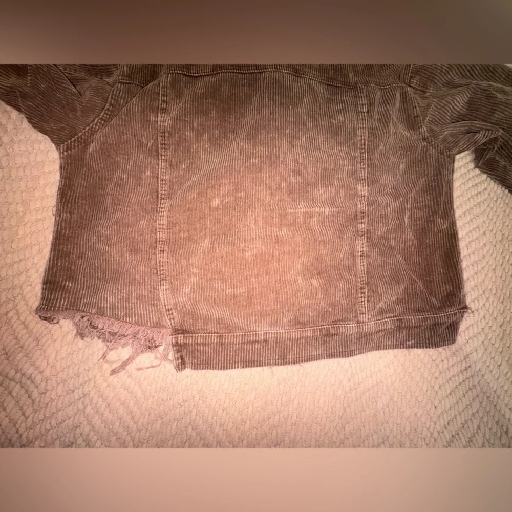 POL Corduroy Jacket Distressed Raw Hem Button Front Boho Cowgirl Size S
